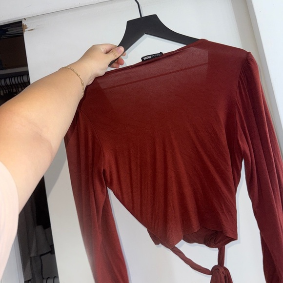 Fashion Nova Elegant Rust Wrap Top - Picture 5 of 5